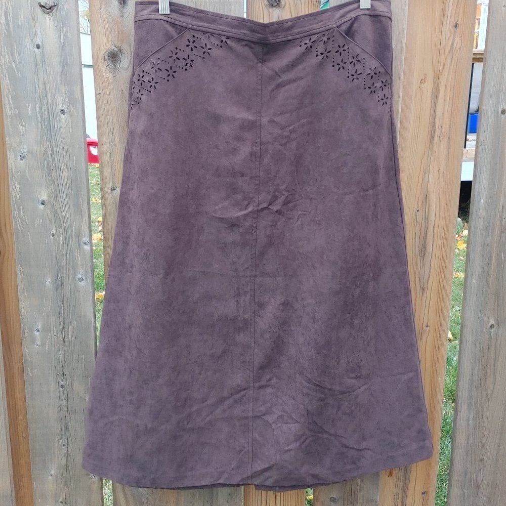 Carroll Reed Brown Full Length Skirt Women's Size XL Microfibre Suede